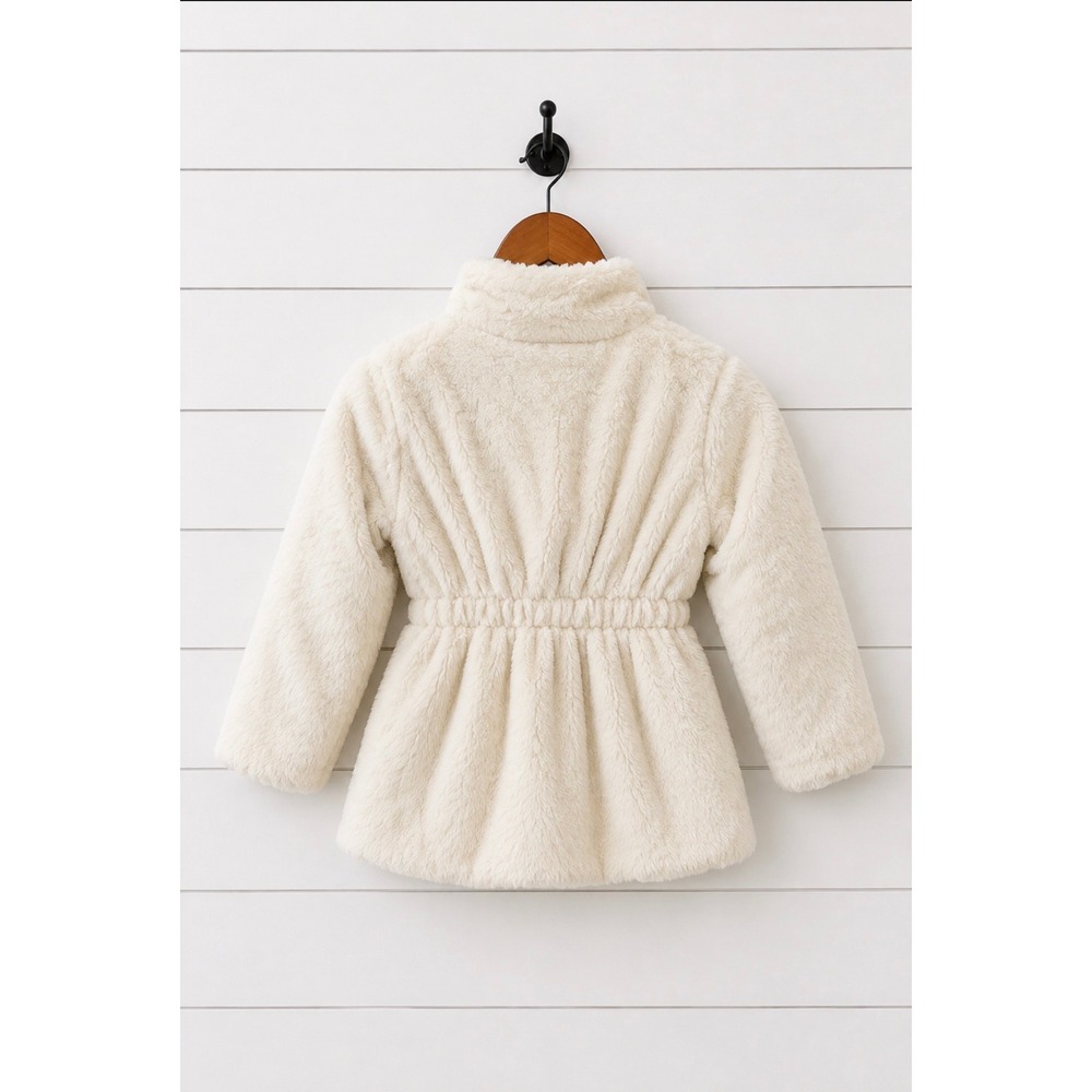 Juicy Couture Kids Faux Fur Coat Girls Size 5 White Plush Winter Jacket - Picture 3 of 4